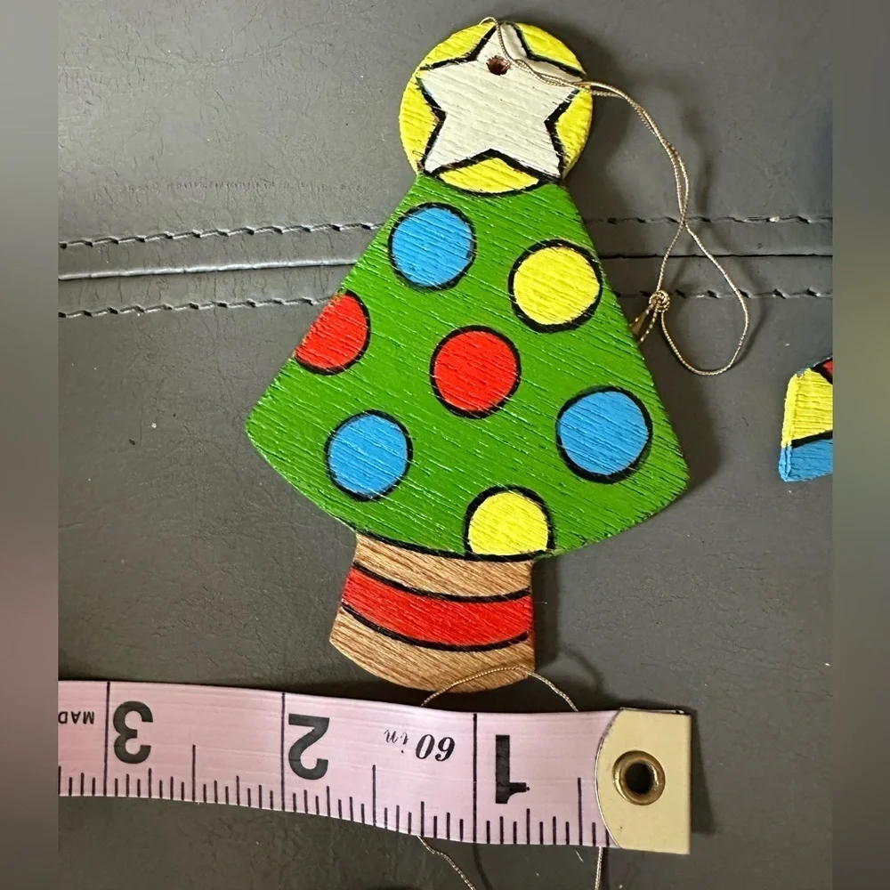 Vintage wood painted Christmas ornaments 17 individual ornaments